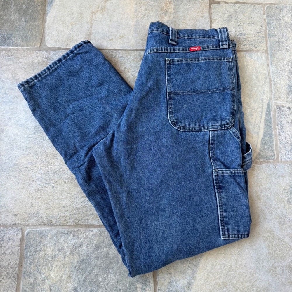 Vintage Wrangler Fleece Lined Carpenter Jeans Men's 36x34 Utility Workwear Pants